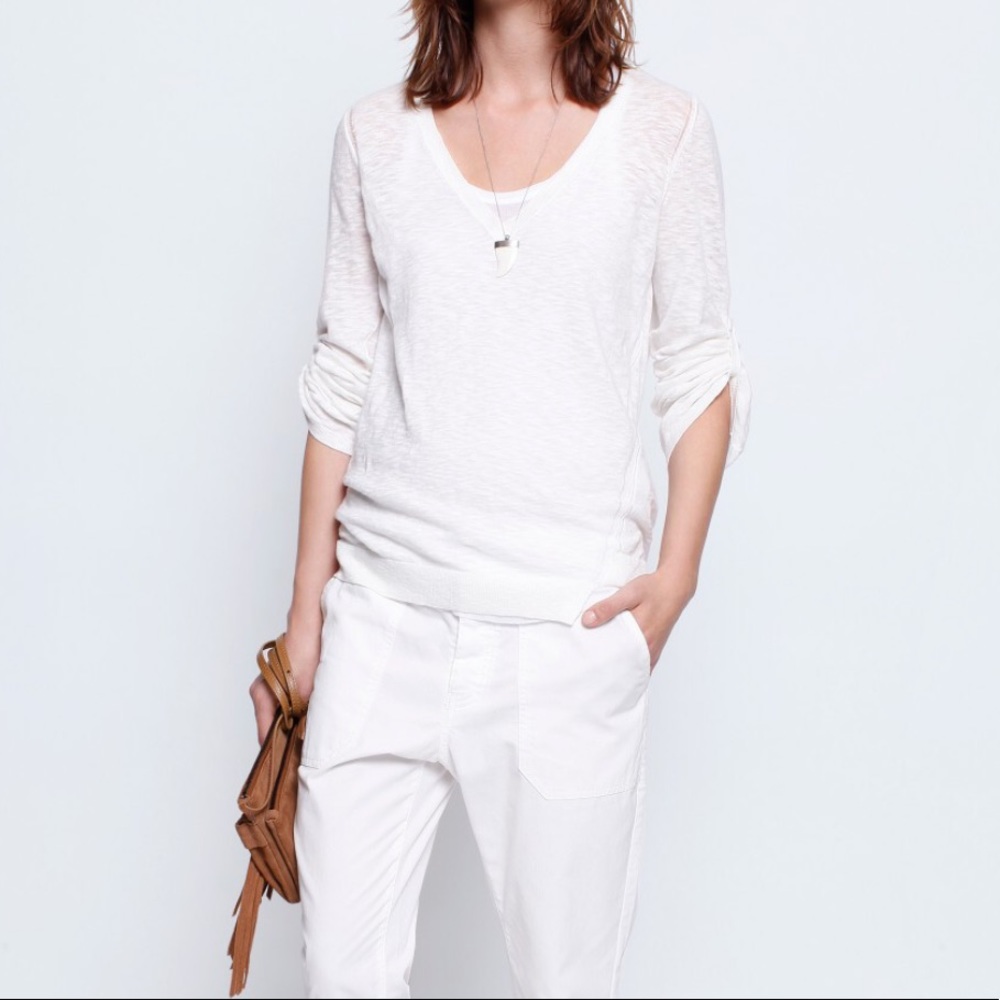 Zadig & Voltaire White Vneck Sweater